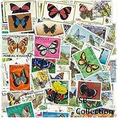 Papillons 100 timbres d'occasion  Livré partout en France