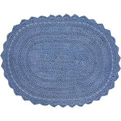 Used, Cotton Bath Rug - 61X43cm - Blue Color, Oval Shape for sale  Delivered anywhere in UK
