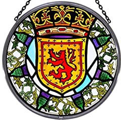 Used, Decorative Hand Painted Stained Glass Window Sun Catcher/Roundel in a Scottish Lion and Thistle Design for sale  Delivered anywhere in Canada