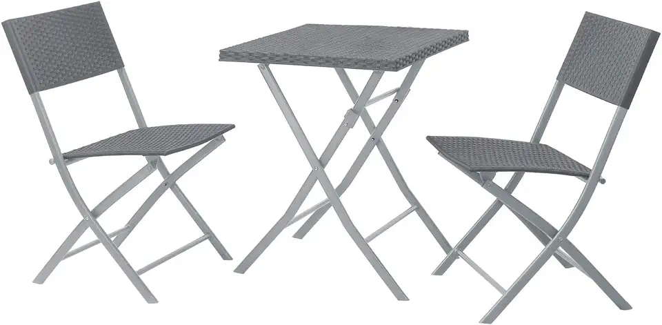 SVITA Polyrotan bistroset tafel stoel balkon set inklapbaar rotan set grijs tweedehands  