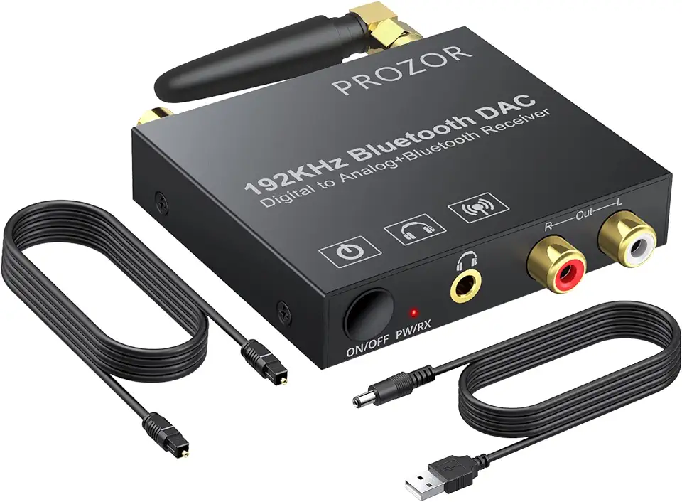 PROZOR 192kHz Digitale naar Analoge Audio Converter met Bluetooth 5.0 Ontvanger DAC Converter Digitale Coaxiale Toslink naar Analoge Stereo L/R RCA 3.5mm Audio Adapter Toslink Optisch naar 3.5mm tweedehands  