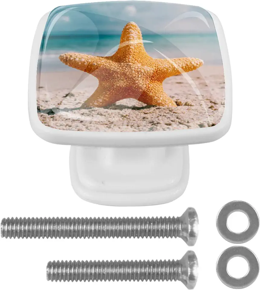 (Set van 4) 1,18 inch kristallen lade trekt duidelijk voor keuken kast knoppen kast handgrepen strand achtergrond met zeester tweedehands  
