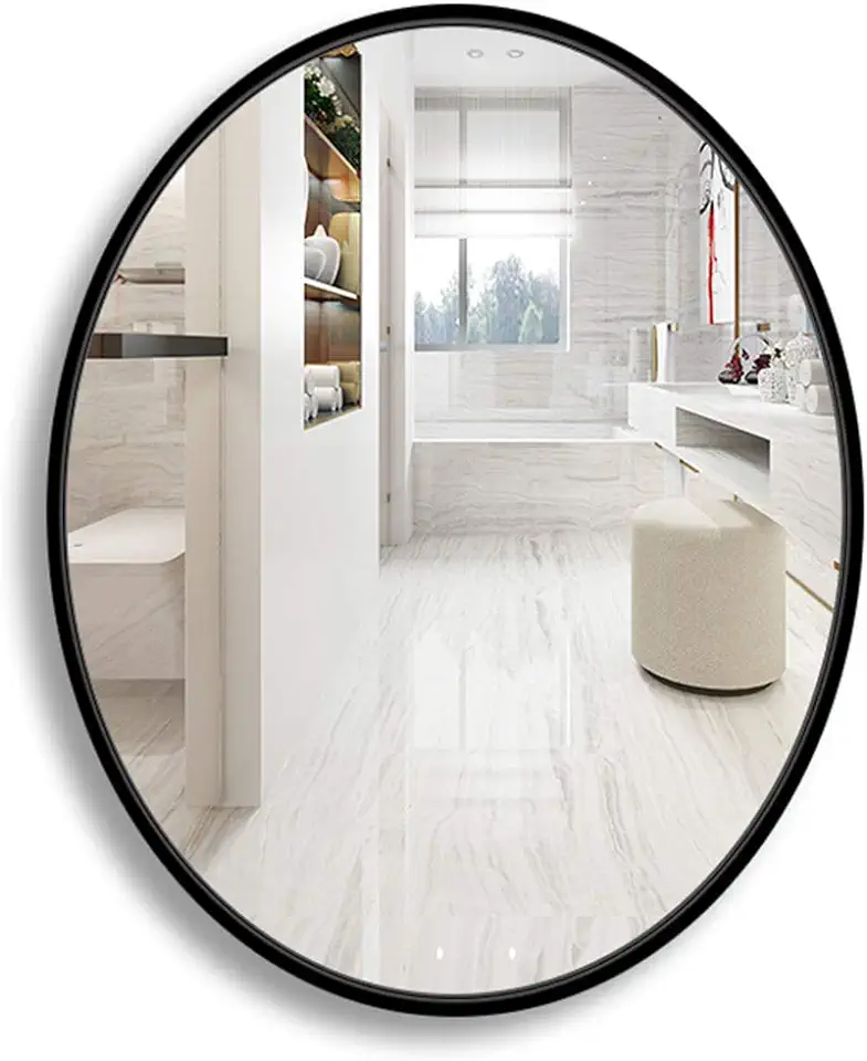 Frameloze ovale spiegels, antiek aan de muur gemonteerde grote afgeschuinde HD make-up spiegel voor kleedkamer of badkamer wasruimtes accessoires tweedehands  