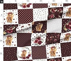 Spoonflower Fabric - Maroon Floral Highland Cow Cheater for sale  Delivered anywhere in USA 
