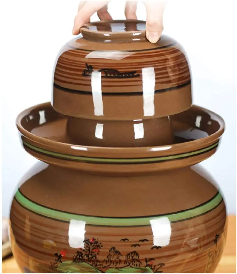 Kimchi-pot, aardewerk ouderwetse huishoudelijke augurkpot, oude zuurkoolpot, augurk-augurkpot-4 kg water tweedehands  