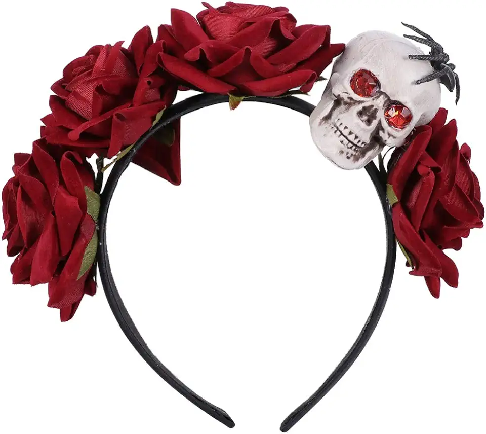 minkissy Of Headwear Head For Halloween Chic Dead Headband Skull Prom Flower Hoops Crown Day Hoop Mexican Hair Accessories Rose Up Costume The Party Claret Creative Wacky Sluiting tweedehands  