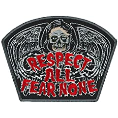 RESPECT ALL FEAR NONE PATCH - High Thread Iron-On Heat Sealed Backing Sew-On Patch - 4" x 3" usato  Spedito ovunque in Italia 