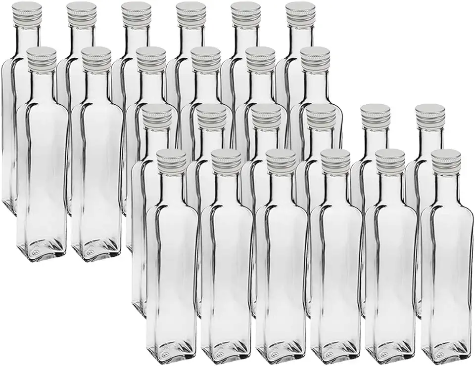24 lege glazen flessen "Mara" 500ml incl. schroefdop, zilveren sapfles, likeurflessen, jeneverflessen, olieflessen, waterfles van glas om zelf te vullen tweedehands  