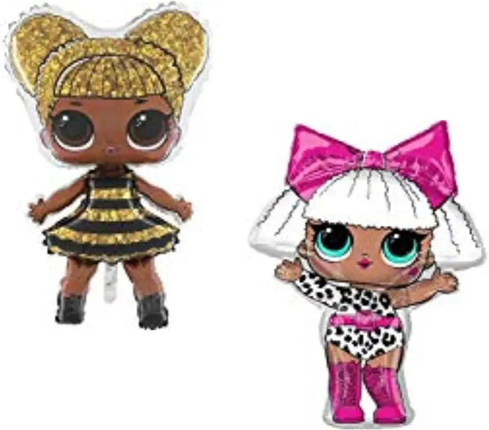 Gebruikt, Toyland®-pakket van 2 - 35 "LOL verrassingsfolie ballonnen - Queen Bee + Diva Girl - LOL Party tweedehands  