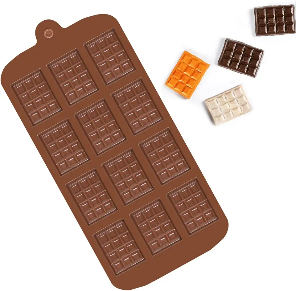 Hotype Chocoladevorm, mini-vormen van silicone, 12 vormen met antiaanbaklaag, gemakkelijk te vormen, voor chocolade, huis, bonbons, snoep, wafels, taartdecoratie tweedehands  