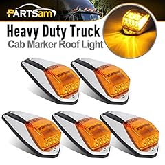 Partsam 5PCS Truck Cab Marker Light 17 LED Amber Top Roof Running Lights w/Chrome Base Truck Trailer Light Replacement for Peterbilt/Kenworth/Freightliner//Mack/Autocar Hayes for sale  Delivered anywhere in Canada