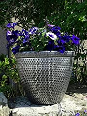 2 x Large Round Plastic Cromarty Garden Plant Pot Flower, used for sale  Delivered anywhere in UK
