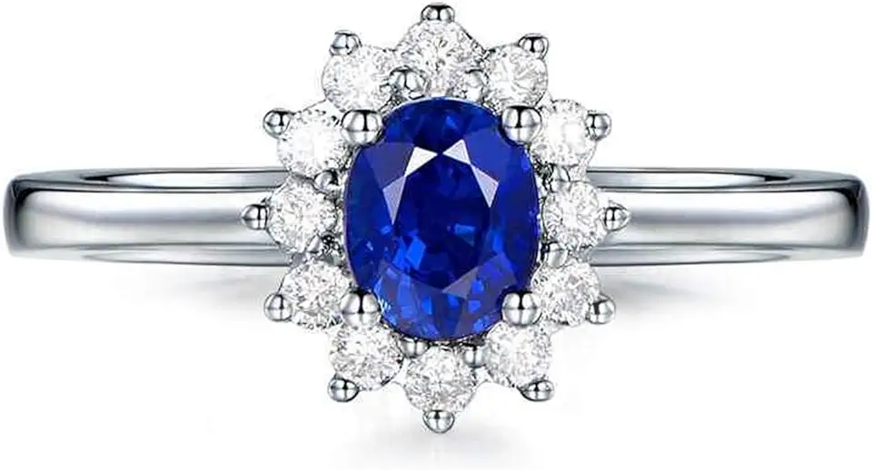 Infinity Ringen voor Vrouwen Wit Goud 18K Ovale Bloem 0.65ct Natuurlijke Saffier Ring 0.2ct Diamant Ring Engagement Ring Vrouwen Zilver tweedehands  