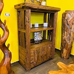 Libreria Etnica linea Flinstone in legno teak massello, usato usato  Spedito ovunque in Italia 