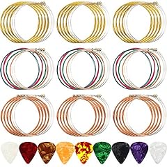 9 Sets Acoustic Guitar Strings Replacement Steel Guitar Strings (Gold, Brass, Multicolor) with 9 Pieces Celluloid Guitar Picks 3 Sizes for Electric Acoustic Guitar Beginners Performers for sale  Delivered anywhere in Canada