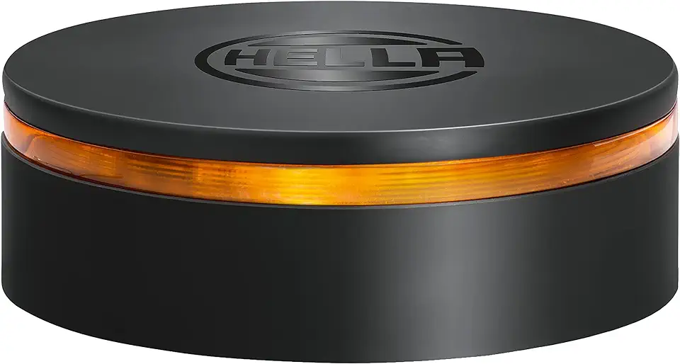 Gebruikt, HELLA 2RL 455 256-001 LED-Zwaailamp - K-LED Rebelution - 12/24V - Oranje - Geschroefd - Kabel: 150mm - Stekker: Platte stekker tweedehands  