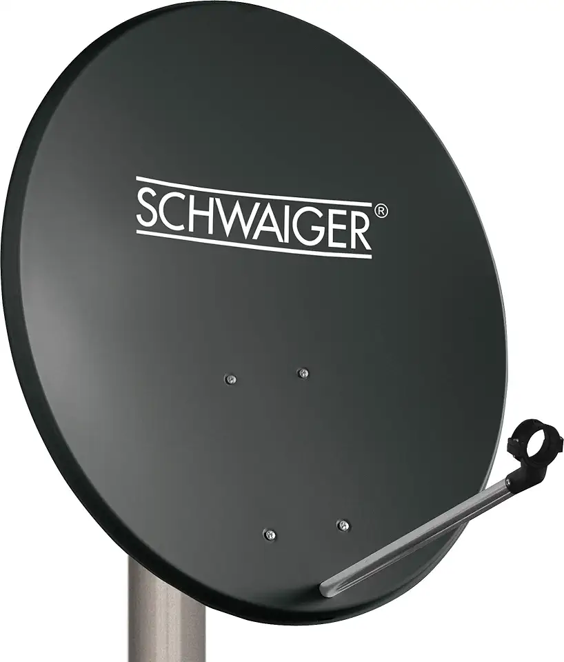 SCHWAIGER -135- Satellietschotel | 55cm | Sat-antenne | met LNB-steunarm en maststeun | geïntegreerde kabelgeleiding | stalen satellietschotel | 55 x 62 cm | antraciet tweedehands  