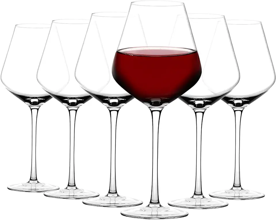 Amisglass Premium grote wijnglazen set van 6, 100% loodvrije kristallen stalen wijn geblazen glazen, beste proeverij container voor rode wijn, voor verjaardag, bruiloft en bruiloft - 700ml tweedehands  