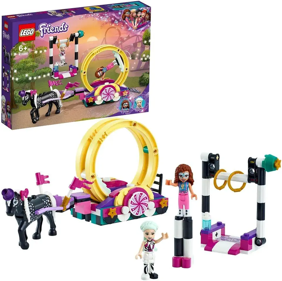 LEGO 41686 Friends Magische Acrobatiek Kermis Speelset met Olivia en Stella Minipoppetjes en Paardenfiguur, Speelgoed voor Meisjes en Jongens 6+ tweedehands  