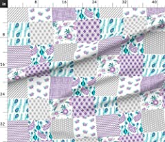 Spoonflower Fabric - Cheater Quilt Grey Lavender Turquoise for sale  Delivered anywhere in USA 