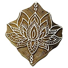 Wooden Textile Stamps Indian Lotus Decorative Border, used for sale  Delivered anywhere in Canada