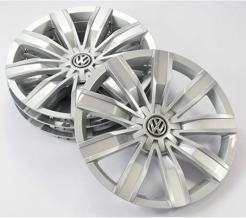 Volkswagen 5NA071457A Wieldoppen (4 stuks), 4 stuks, 17 inch wieldoppen, stalen velgen, briljant zilver tweedehands  