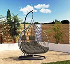 Abreo Large Round Double Hanging Egg Chair Rattan Garden for sale  Delivered anywhere in UK