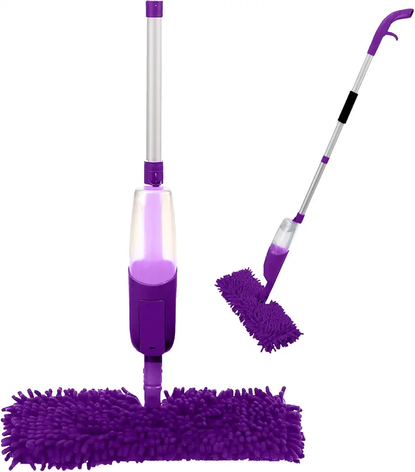 ANSIO Spray Mop Microvezel Floor Mop met Spray Herbruikbare Microfiber Pad (Machine Wasbaar) en Navulbare Fles. Geschikt voor Hout, Vinyl, Marmer, Tegels en Laminaatvloer Reiniging -Paars tweedehands  