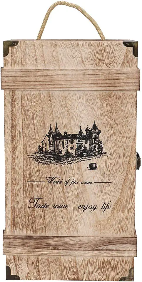 Wijnkist, vintage wijnkoffer, natuurlijke houten draagbaar voor verjaardagsfeestje voor thuiswijnliefhebbers, gebruikt tweedehands  
