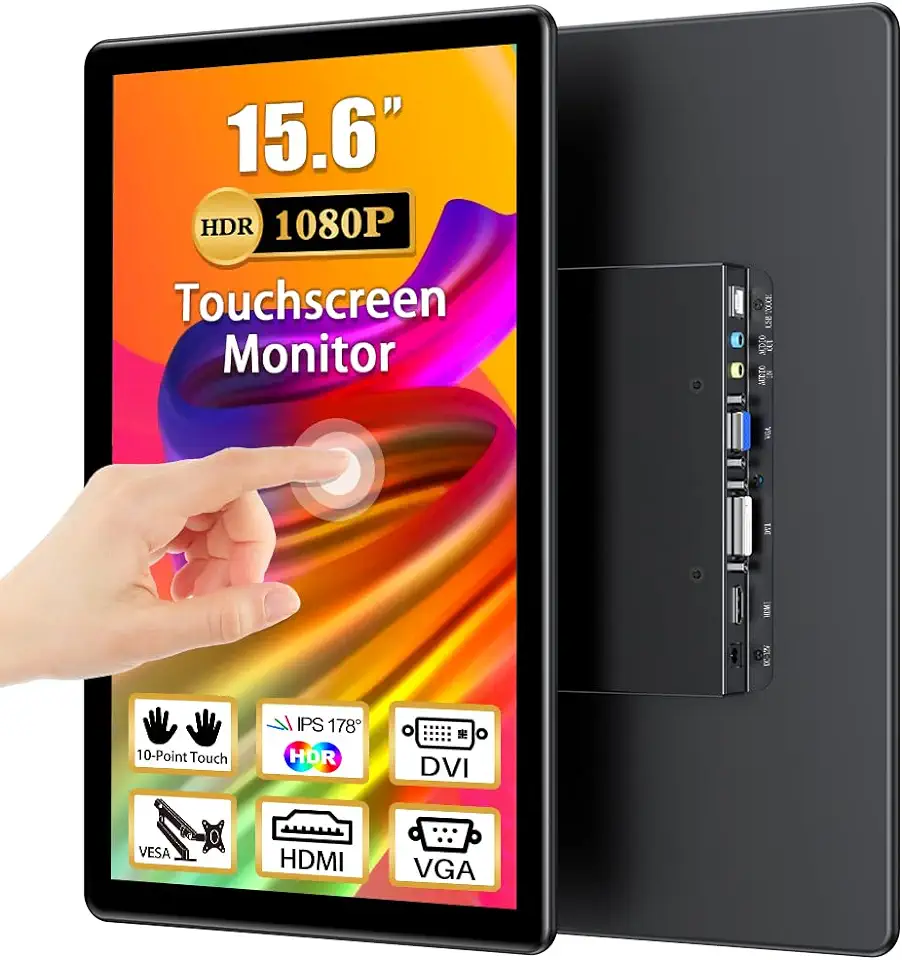 Gebruikt, Usparkle Draagbare Monitor 15,6 Inch IPS Touchscreen 1920 x 1080 Full HD HDMI DVI VGA Draagbare Monitor Wandmontage Touchscreen Monitor voor Raspberry Pi, Xbox, PS4, Laptop, PC (15.6 Touchscreen) tweedehands  