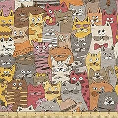 Ambesonne cat fabric for sale  Delivered anywhere in USA 