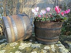 2 x Round Plastic Whisky Barrel Garden Pot Flower Pots for sale  Delivered anywhere in UK