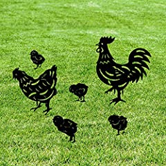 6Pcs Chicken Yard Art Garden Metal Statue Decor, Lifelike, used for sale  Delivered anywhere in Canada