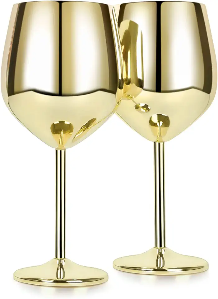 Begagnade, Stål vinglas guldbägare stammat vinglas – metallvinglas 5,2 dl rött vinglas set guld vita vinglas okrossbara vinglas (guld) till salu  