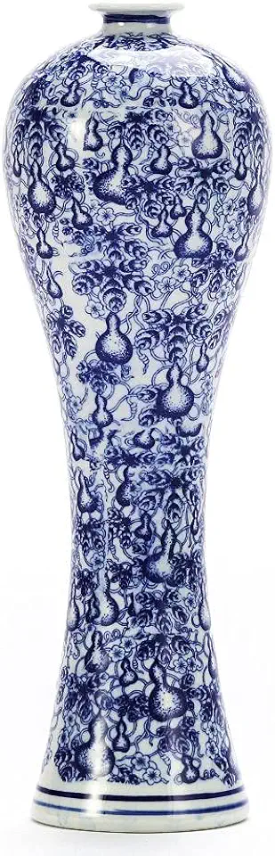 China keramische vaas blauw en wit porselein Chinese handgemaakte decoratieve bloemenvaas voor woonkamer, huisdecoratie, kantoor, tafel middenstuk (33cm), gebruikt tweedehands  