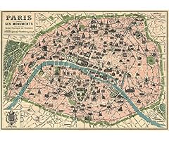 Vintage paris map for sale  Delivered anywhere in USA 