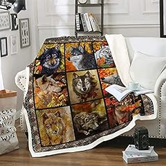 Wolf patchwork blanket for sale  Delivered anywhere in UK