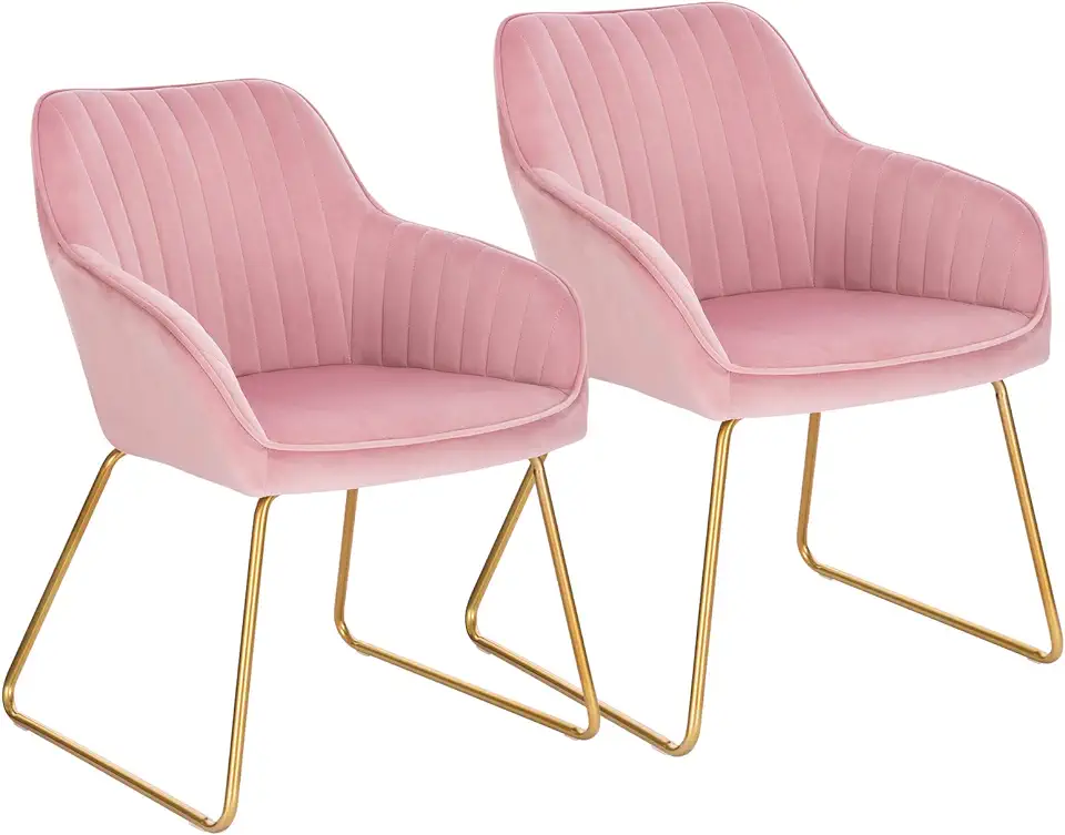 Gebruikt, WOLTU Eetkamerstoel Roze set van 2 modern,Fluwelen stoel Eetkamerstoelen metalen poten,BH246rs-2 tweedehands  
