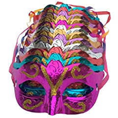 Arlai Pack of 12, Gold shining plated party mask wedding for sale  Delivered anywhere in Canada