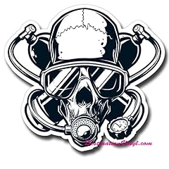 2 x Glossy Vinyl Stickers - Scuba Diver Skull Twinset for sale  Delivered anywhere in UK