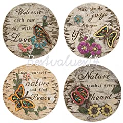 SET OF 4 GARDEN CONCRETE STEPPING STONES DECORATION for sale  Delivered anywhere in UK