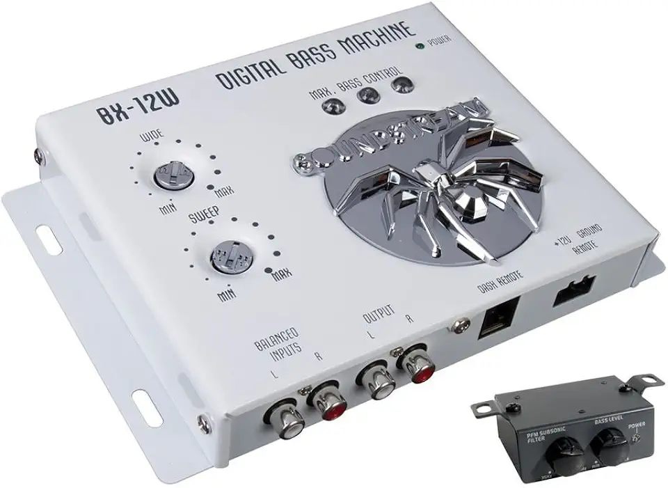 Soundstream BX-12W digitale basprocessor met afstandsbediening, wit tweedehands  