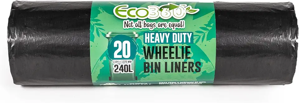 EcoBag 20 Heavy Duty Wheelie Bin Liners, 240 liter capaciteit zwarte tas tweedehands  