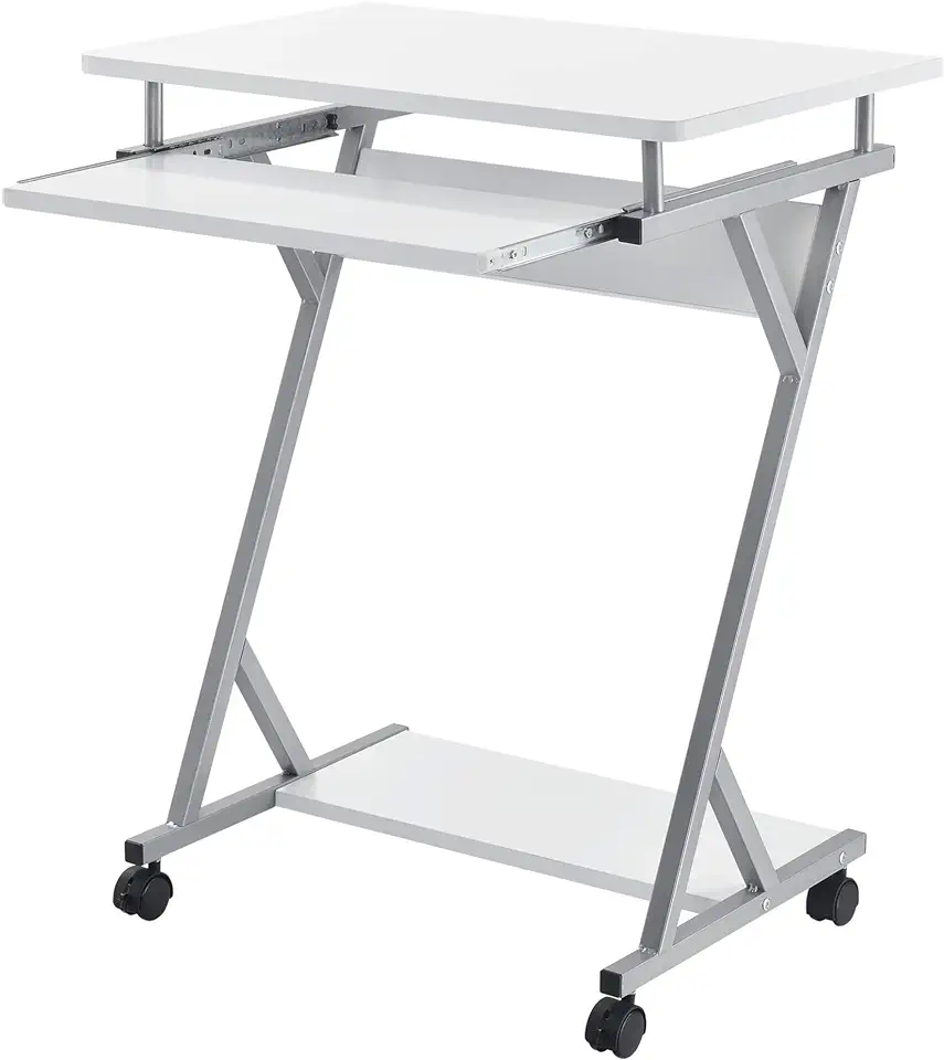 Computertafel bureau op wielen pc tafel 60x40x75 cm wit tweedehands  