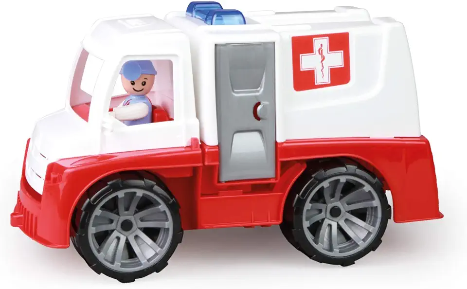 Gebruikt, Lena 04456 - TRUXX ziekenwagen hulpverleningsvoertuig met speelfiguur en brancard, ziekenauto met accessoires, ambulance met deuren die open kunnen, speelgoedvoertuig voor kinderen vanaf 24 m+ tweedehands  