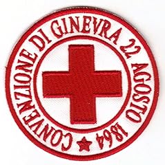 MAREL [Patch Croce Rossa Italiana CONVENZIONE di Ginevra cm 7,5 Toppa Ricamo CRI -071 Replica usato  Spedito ovunque in Italia 