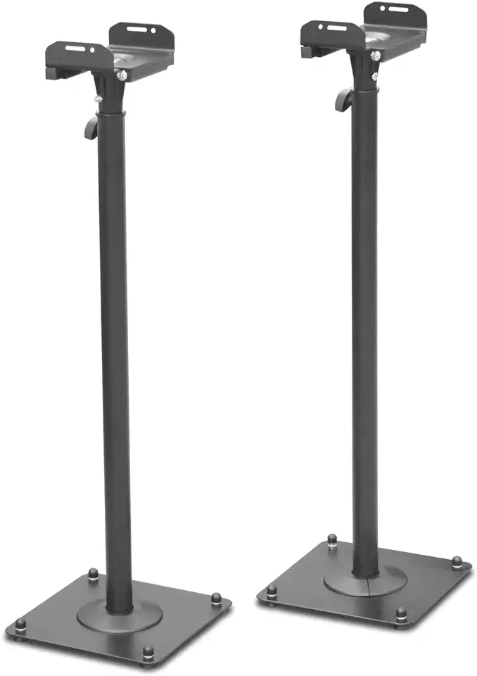 2 metalen luidsprekerstandaards Luidsprekerstandaards in hoogte verstelbaar met kabelgoot zwart Statief Model: BS16Bx2, gebruikt tweedehands  