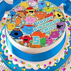 MR Men Happy Birthday Personalised 7.5 INCH Edible for sale  Delivered anywhere in UK