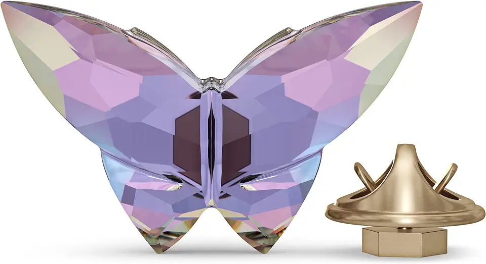 Gebruikt, Swarovski Jungle Beats vlindermagneet, klein, gedetailleerde decoratie in paars, stralend Swarovski-kristal tweedehands  