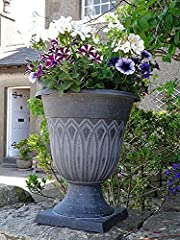 Large Plastic Black Silver Round Garden Urn Plant Pot for sale  Delivered anywhere in UK
